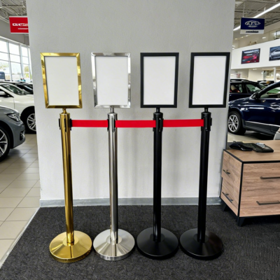 Chrome Barrier Post with Display Frame