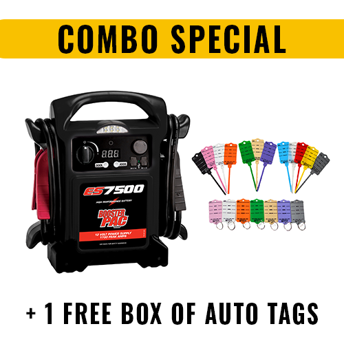 ES7500 Booster Pac 12v Portable Jump-Starter Special + 1 Free Box of Auto Tags
